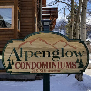 Alpenglow Condominiums Sign Ouray, Colorado | Alpenglow Vacation Rentals Ouray