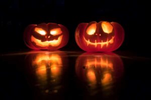 Two scary Halloween pumpkins | Alpenglow Vacation Rentals Ouray