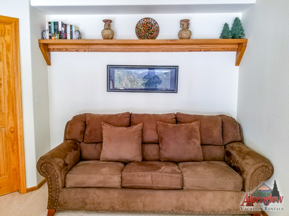 Brown sofa with wall painting